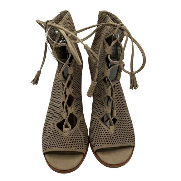 Frye Women's Gabby Perforated Ghillie Block Heel Leather Sandals Size 11 - Picture 4 of 8